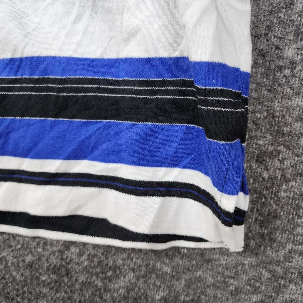 American Living Polo Shirt Mens XXL Blue Black White Striped Cotton Short Sleeve - Picture 3 of 5